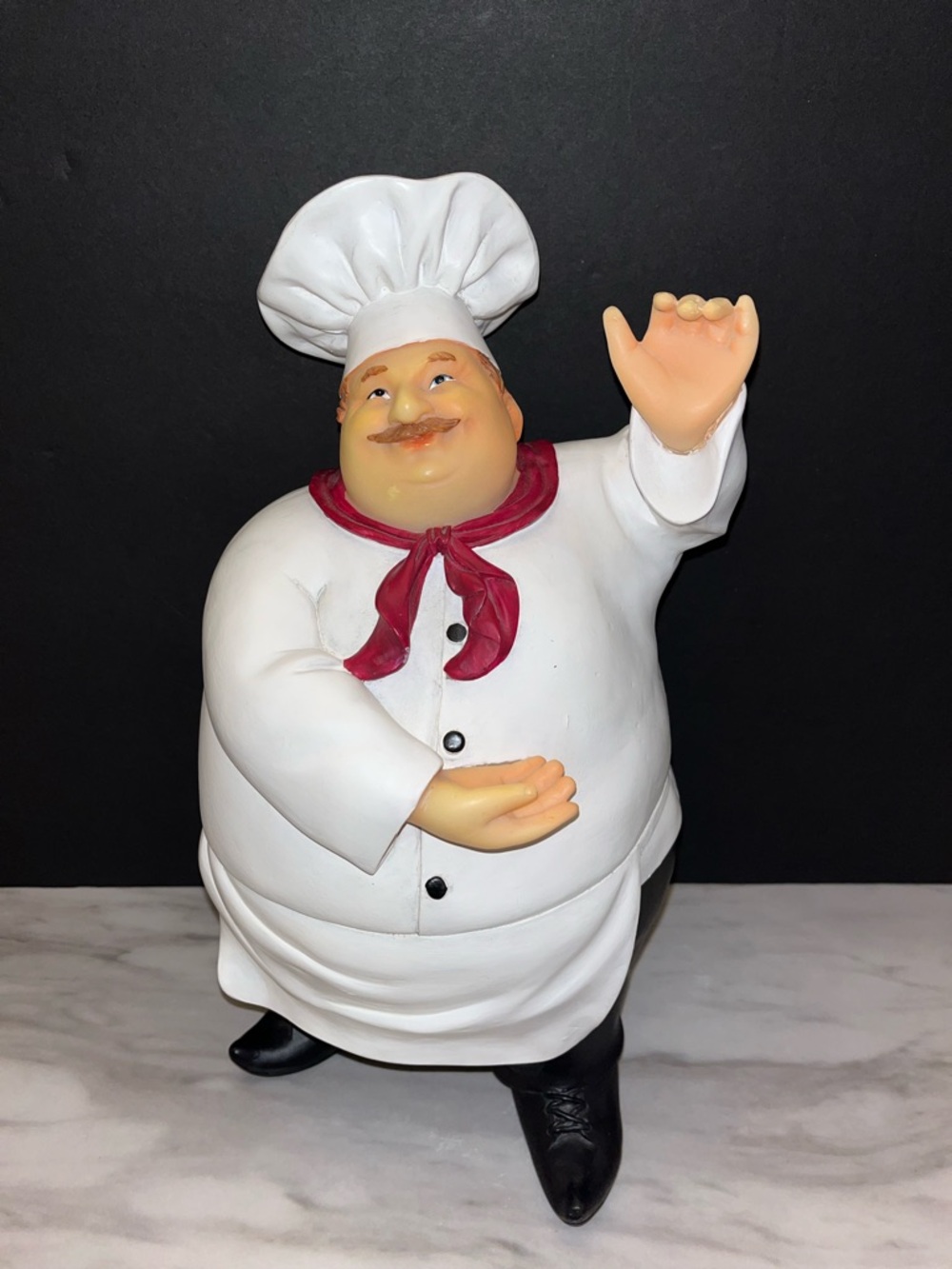 Italian Chef Figurine Fat Chef Kitchen Decor Statue 12 Inch Resin Cook